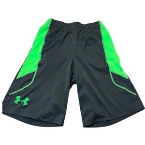 Under Armour Kids Athletic Shorts Black/Neon Green Sport Short Boys Small